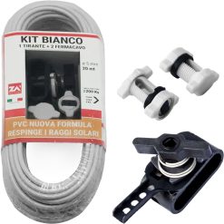 Cavo Cavetto Bianco Fili per Stendere i Panni Stendibiancheria Esterno con Kit