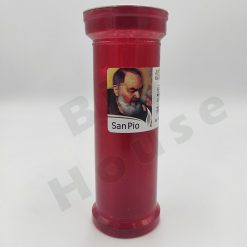 Ceri Lumini Votivi Padre Pio Rosso Antivento Cimitero T60 Durata 96 Ore+ 220g