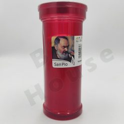 Ceri Lumini Votivi Padre Pio Rosso Antivento Cimitero T80 Durata 120 Ore+ 340g
