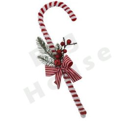Decorazioni Natalizie Candy Cane Bastoncino di Zucchero + Bacche e Fiocco Rosso