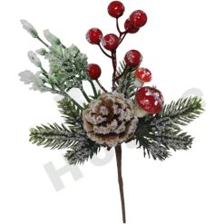 Decorazioni Natalizie Rametto con Bacche Rosse + Funghetti Addobbi Natale Ramo