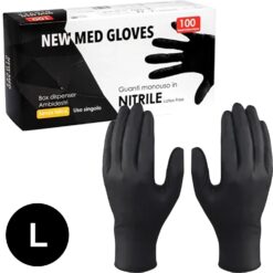 Guanti Nitrile Neri L Estetista Ceretta Onicotecnica Tatuaggi 100pz No Polvere