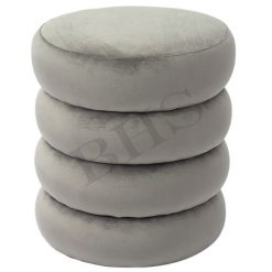 Pouf in Velluto Color Grigio Puf Morbido Pouff Cheroy Poggiapiedi Sedia Soffice