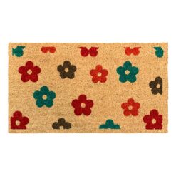 Sicignano | Zerbino in Fibra di Cocco Rettangolare Gulliver 40x70 cm con Fondo Antiscivolo, Tappeto Ingresso Esterno Interno, Pulizia Casa Ufficio (3, Floreale 2)