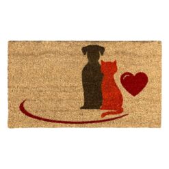 ZERBINO IN FIBRA DI COCCO NATURALE AL 100%, CM.70X40X1,5 (Gatti con cuore)