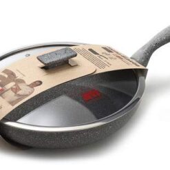 A.M Padella 28cm con Coperchio in Vetro per induzione Regina di Pietra