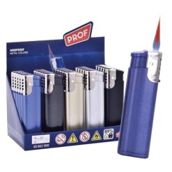 Accendino Antifiamma Ricaricabile, Disponibile in Grigio, Nero, Blu, Argento (25, Box)