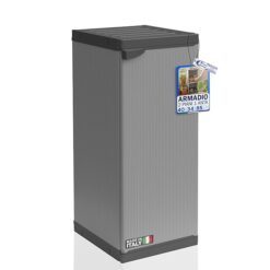 Sicignano Armadietto Modulare in Resina a 1 Anta, Colonna Salvaspazio Stretta con Ripiani Regolabili, Mobile Multiuso per Interno, Esterno, Lavanderia e Bagno, Grigio (cm.34x38x85h, 2 Piani)