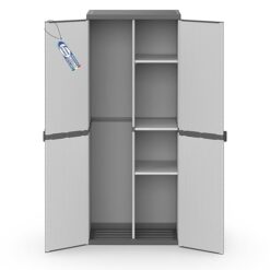 Sicignano Armadio Portascope Made in Italy in Resina 2 Ante con Ripiani Regolabili Grigio 68 x 40 x 165 cm