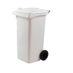 Bidone per la raccolta differenziata rifiuti 80 Lt, certificato UNI EN 840 per uso esterno, colore bianco