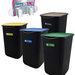 BuyStar Set 3 Pattumiere Chiuse per Raccolta Differenziata, 50 Lt più Omaggio Pattumiera per Rifiuti Indifferenziati