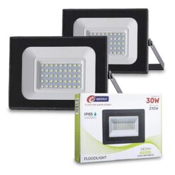 E-QUICKLY faretti LED da esterno - 30W, potente proiettore da 2400 lumen, faretto led da esterno con luce bianca naturale 4000K, faro LED grado di impermeabilità IP65, faretti da giardino 220V, 2 PZ