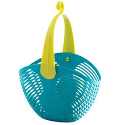 Ecoplast, Cesto Porta Mollette Bucato, Pratico e Comodo, Multiuso, Dotato di Gancio, Ideale da Appendere, Capiente e Resistente, Colore Turchese, Made in Italy