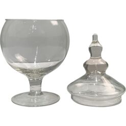 MERCURY SRL Vaso Vetro Potiche, Trasparente, con Piede, con Coperchio, 15x30h cm - Centrotavola, Alzatina, Porta Confetti Caramelle, Decorazioni, Bomboniere, Addobbi Casa Ufficio, Decorativo