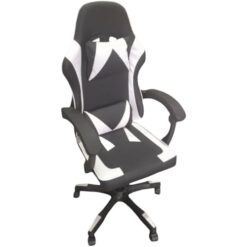 POLTRONA Gaming da Corsa, Sedia da Gioco Ergonomica Nera, Poltrona Girevole con Braccioli per Computer e Videogiochi, Design Sportivo (1, BIANCO)