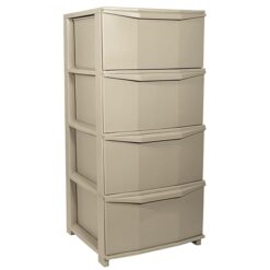 Cassettiera Pratika 4 Cassetti Tortora con Ruote in Polipropilene 37x37,5x80 cm