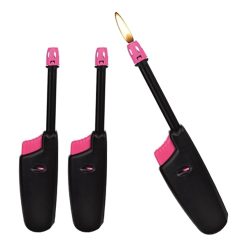 Sicignano | Accendino Cucina a Gas con Canna Estraibile – 3 Pezzi Ricaricabili Colore Fucsia