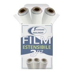Sicignano | 3 Rotoli Film Estensibile Manuale Bianco 2,6 kg, Pellicola in Polietilene Coprente per Imballaggi, Protezione e Stabilizzazione Pallet