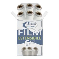 Sicignano | 6 Rotoli Film Estensibile Manuale Bianco 2,6 kg, Pellicola in Polietilene Coprente per Imballaggi, Protezione e Stabilizzazione Pallet