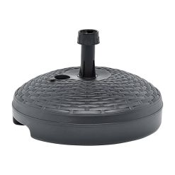 Sicignano | Base Tonda Grande 17 Litri da Riempire per Ombrellone, Plastica, con Tubo, Resistente, Compatibile con Tubo da 33 a 48 mm, Finitura Elegante in Rattan, Ø45x30,5h cm (3, Antracite)