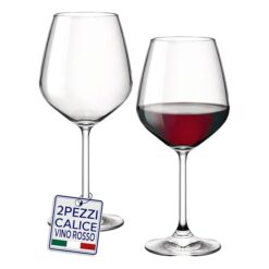 Sicignano | Calice Vino D ivino in Vetro Sottile Made in Italy, Eleganti e Trasparenti, Lavabili in Lavastoviglie (2, Vino Rosso)