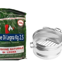 Sicignano Arrosticarciofi Tondo con Coperchio in Lamiere, Accessorio per Barbecue e Fornacella, Cottura Tradizionale Carciofi Arrostiti Griglia, Struttura Robusta Resistente, Include Carbone 2,5kg
