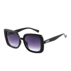 Occhiali da Sole Unisex Lenti Viola Sfumata Montatura Nera Spessa Oversize Forma Quadrata Categoria 3 UV400