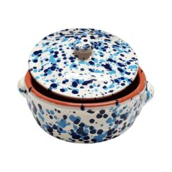 Sicignano | Casseruola Terracotta 21 cm con Coperchio, Linea Familia, Made in Italy per Cucina Sana, Adatta a Forno e Gas, Turchese e Blu