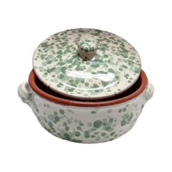 Sicignano | Casseruola Terracotta 21 cm con Coperchio (Set 2 Pezzi), Linea Familia, Made in Italy per Cucina Sana, Adatta a Forno e Gas, Salvia e Salvia Scuro