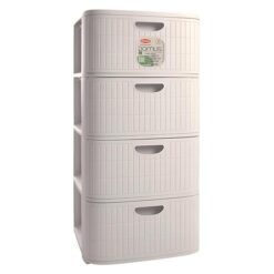 Cassettiera Domus 4 Cassetti Plastica Riciclata Made in Italy 40x40x80h Bianco