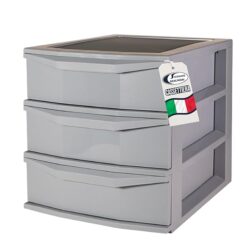 Cassettiera Pratika Office 3 Cassetti Grigio 37×29×30 Cm – Organizer Scrivania Ufficio in Plastica Abs Robusta, Salvaspazio, Snap-Fit, Antiscivolo, Montaggio Rapido (Copia)