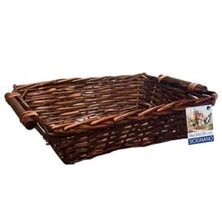 Sicignano | Cesto in Vimini Decorativo, per Regalo, Festività, Pasqua, Natale, con Accessori Opzionali per Confezione (Noce, cm.46x34x13h - Rettangolare)