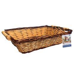 Sicignano | Cesto in Vimini Decorativo, per Regalo, Festività, Pasqua, Natale, con Accessori Opzionali per Confezione (Marrone, cm.46x34x13h - Rettangolare)