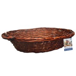 Sicignano | Cesto in Vimini Decorativo, per Regalo, Festività, Pasqua, Natale, con Accessori Opzionali per Confezione (Noce, cm.50x36x13h - Ovale)