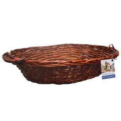 Sicignano | Cesto in Vimini Decorativo, per Regalo, Festività, Pasqua, Natale, con Accessori Opzionali per Confezione (Noce, cm.56x43x13h - Ovale)