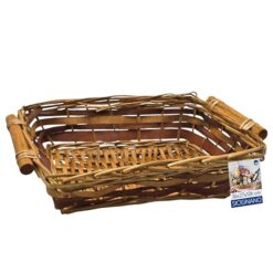 Sicignano | Cesto in Vimini Decorativo, per Regalo, Festività, Pasqua, Natale, con Accessori Opzionali per Confezione (Marrone, cm.36x27x10h - Rettangolare)