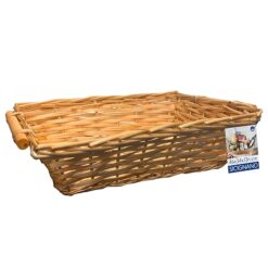 Sicignano | Cesto in Vimini Decorativo, per Regalo, Festività, Pasqua, Natale, con Accessori Opzionali per Confezione (Miele, cm.46x34x13h - Rettangolare)