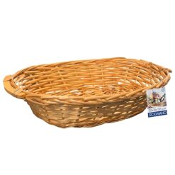 Sicignano | Cesto in Vimini Decorativo, per Regalo, Festività, Pasqua, Natale, con Accessori Opzionali per Confezione (Miele, cm.50x36x13h - Ovale)