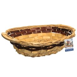 Sicignano | Cesto in Vimini Decorativo, per Regalo, Festività, Pasqua, Natale, con Accessori Opzionali per Confezione (Miele, cm.46x34x13h - Ovale)