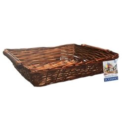 Sicignano | Cesto in Vimini Decorativo, per Regalo, Festività, Pasqua, Natale, con Accessori Opzionali per Confezione (Noce, cm.56x43x13h - Rettangolare)