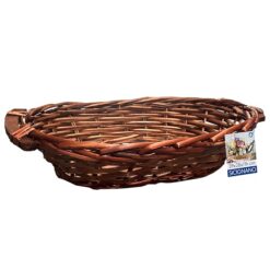 Sicignano | Cesto in Vimini Decorativo, per Regalo, Festività, Pasqua, Natale, con Accessori Opzionali per Confezione (Noce, cm.36x27x10h - Ovale)
