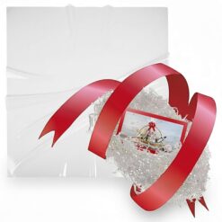 Completo Confezione Regalo Cesta - Paglia, Fiocco Rosso e Foglio Trasparente