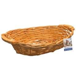 Sicignano | Cesto in Vimini Decorativo, per Regalo, Festività, Pasqua, Natale, con Accessori Opzionali per Confezione (Miele, cm.36x27x10h - Ovale)