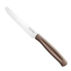 Sicignano | Coltello da Tavola in Acciaio Inox 10,7cm con Manico Colorato in PP, Lavabile in Lavastoviglie, Taglio Preciso per Uso Alimentare (Marrone, 1 pezzo)