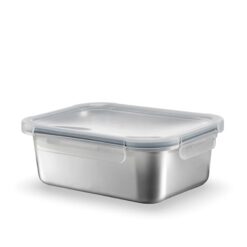 Sicignano Contenitore Alimenti Acciaio Inox Rettangolare ml.820, Lunch Box Ermetico con Coperchio, Porta Pranzo per Ufficio e Scuola, Adatto a Microonde, Forno, Frigo e Freezer