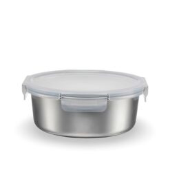 Sicignano Contenitore Alimenti Acciaio Inox Tondo ml.1500, Lunch Box Ermetico con Coperchio, Porta Pranzo per Ufficio e Scuola, Adatto a Microonde, Forno, Frigo e Freezer
