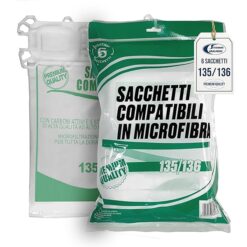 6 Sacchetti Compatibili per Aspirapolvere Folletto VK135 VK136 I Sacchetti in Microfibra a 5 Strati con Carboni Attivi I Ricambio Alternativo Non Originale