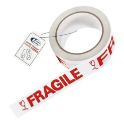 Sicignano | Nastro Adesivo Fragile Bianco con Scritta Rossa – 48 mm x 50 m – Nastro da Imballaggio per Spedizioni e Pacchi Sicuri