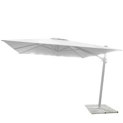 Sicignano | Ombrellone a Braccio Telaio Alluminio, Telo Poliestere 250g/m², Chiusura Retrattile a Manovella, Regolabile in Altezza, per Giardino Bar Ristorante (Bianco, 3x3 mt, Solo Ombrellone)