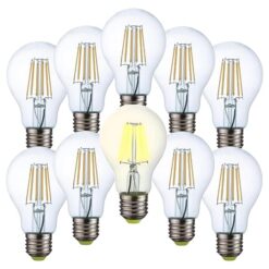 Sicignano | Lampadina LED E27 a Filamento – 10W / 12W – Luce Calda 2700K o Naturale 4000K – 1000lm / 1200lm – Classe Energetica F – Design Vintage (10, 10W Luce Naturale)
